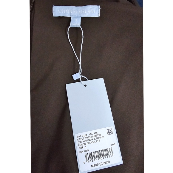Antonio Melani Miranda Dark Chocolate Brown Long Sleeve Wide Leg Jumpsuit - Picture 7 of 8